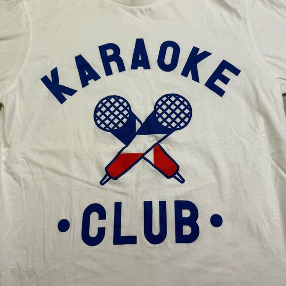 Club Petanque Paris Mens White Karaoke Club Graphic Crew Neck T-Shirt Size XS - Picture 3 of 10